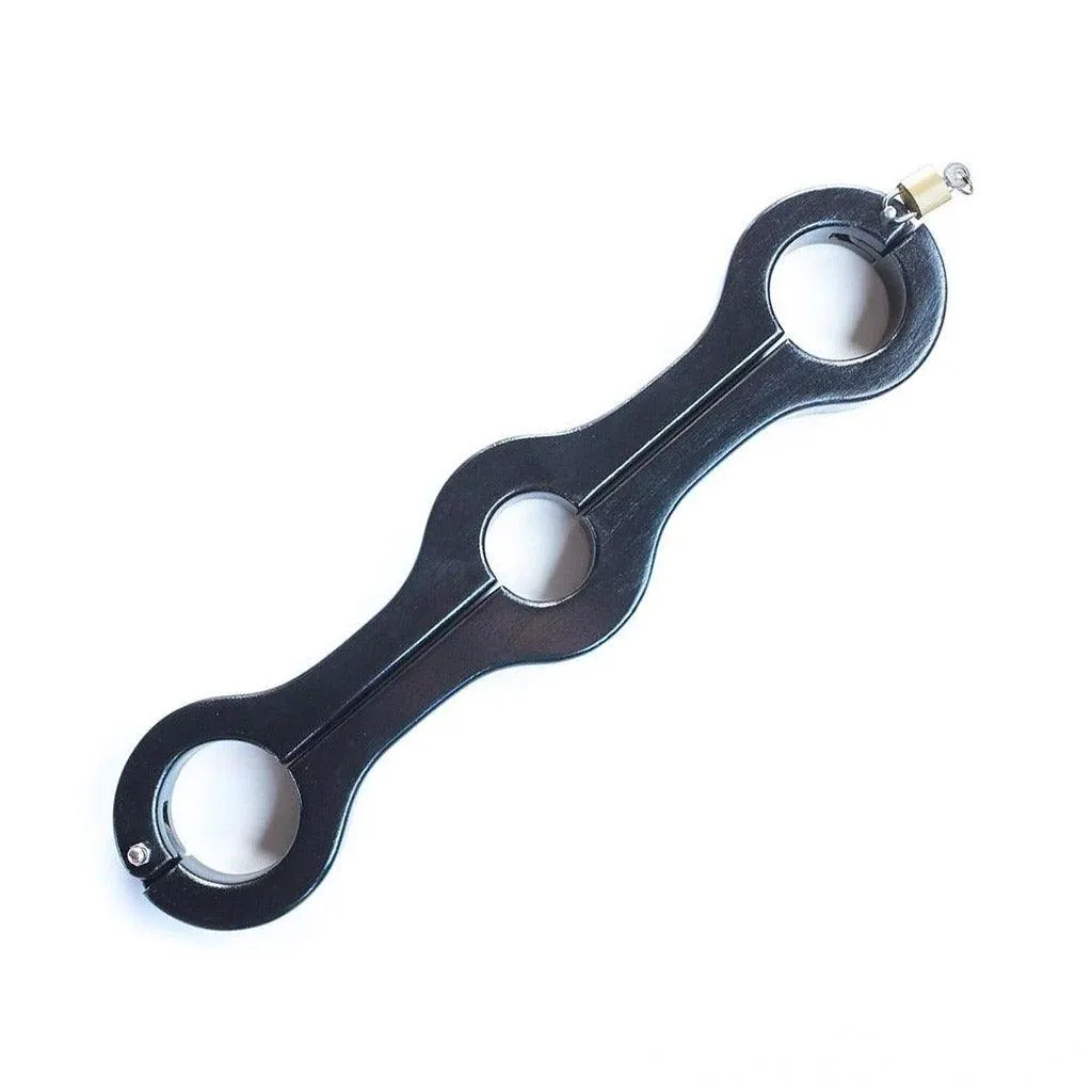 Elegant Black Wooden Cock Ring Pillory with Adjustable Design