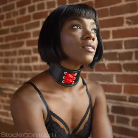 Red Laced Leather Posture Collar